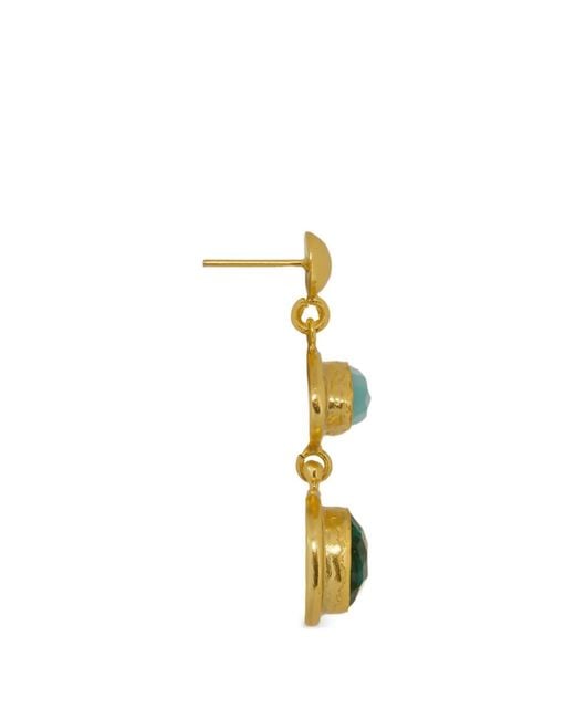 Ottoman Hands Metallic Melis Aqua Emerald Drop Earrings