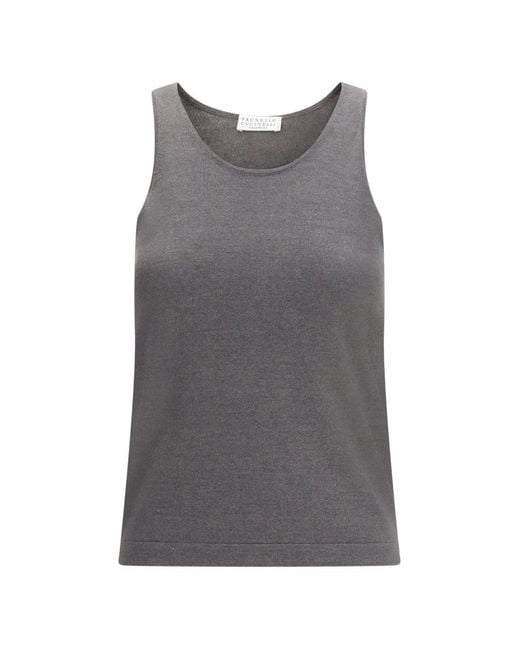 Brunello Cucinelli Gray Scoop-Neck Tank Top
