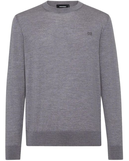 DSquared² Gray Crew-Neck Pullover Jumper for men