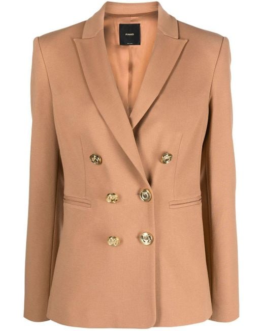 Pinko Alexia Double-breasted Blazer in het Natural