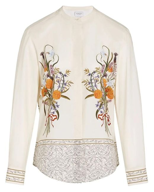 Giambattista Valli White Marigold Bouquets Blouse