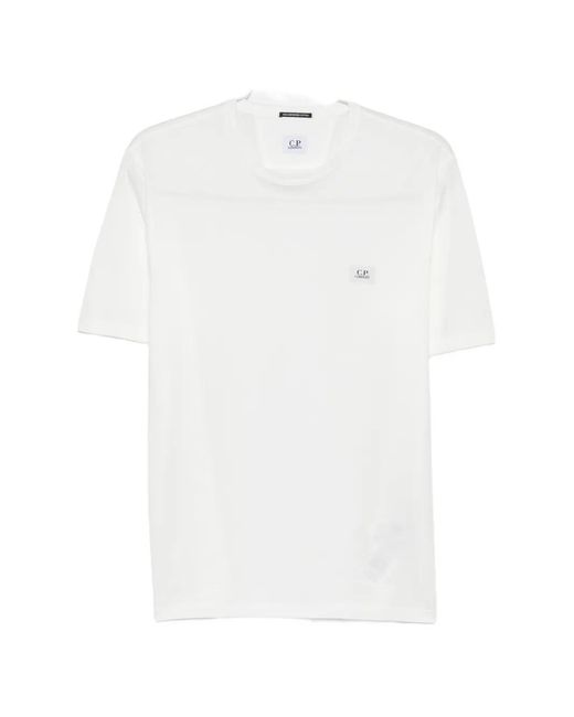 C P Company White Logo-Patch Jersey T-Shirt for men