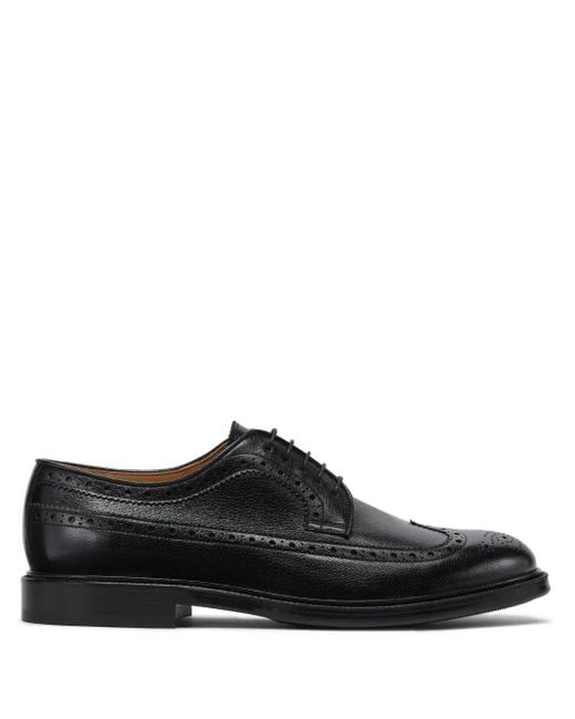 Brunello Cucinelli Black Leather Derby Shoes for men