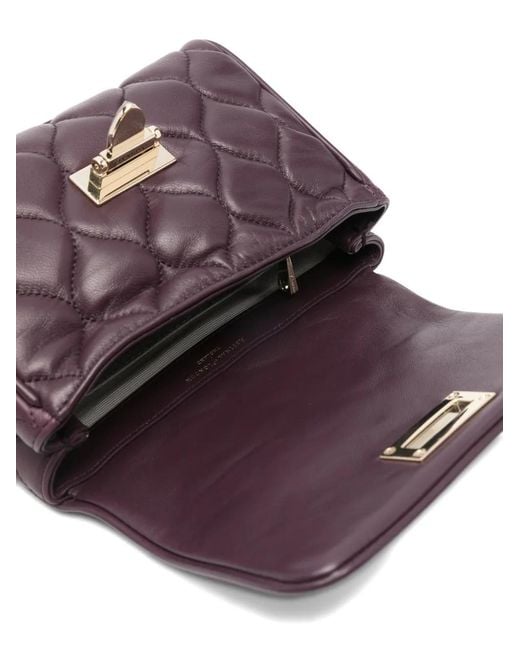 Aspinal Purple Quilted Chain Satchel