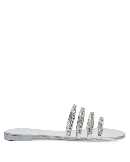Giuseppe Zanotti White Iride Crystal Embellished Sandals