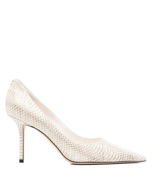 Jimmy Choo Leren Pumps Met Slangen-Effect in het White