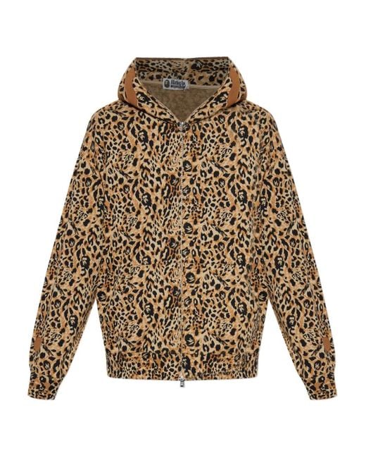 A Bathing Ape Hoodie mit Leopardenmuster in Natural für Herren