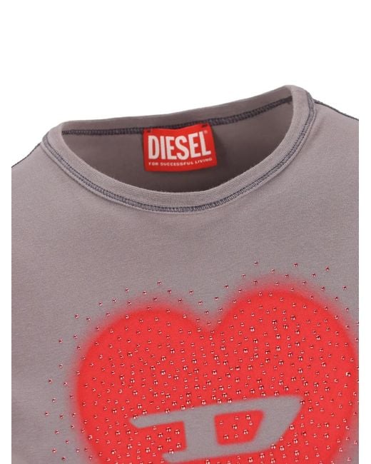DIESEL Pink Logo Cotton T-Shirt
