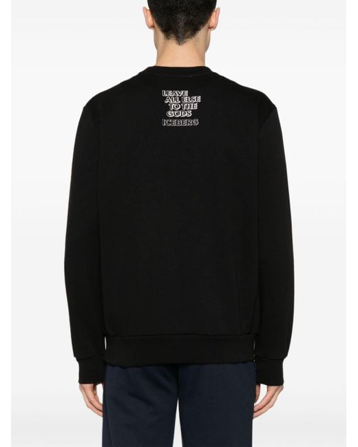 Iceberg Black Roma-print Sweatshirt for men