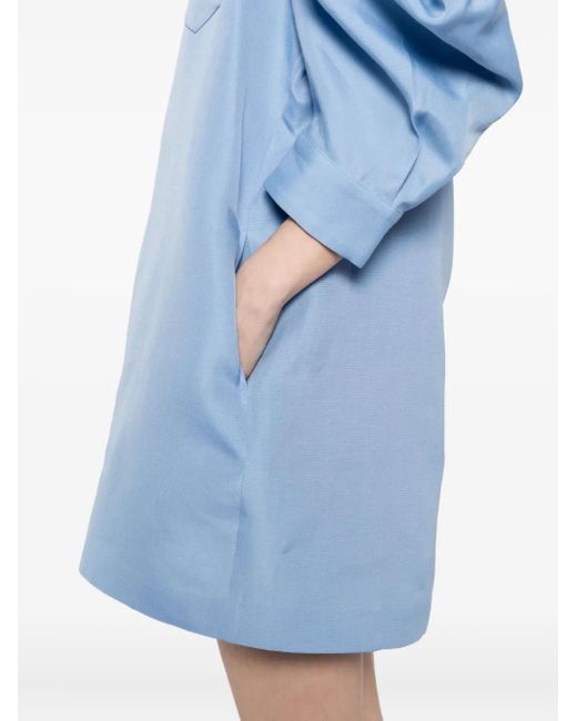 Sacai Blue Doppelreihiges Kleid mit Puffärmeln