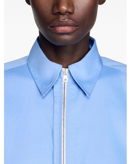 Sandro Blue Cropped Zipped Shirt
