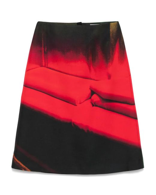 Jil Sander Midi-Rok Met Print in het Red