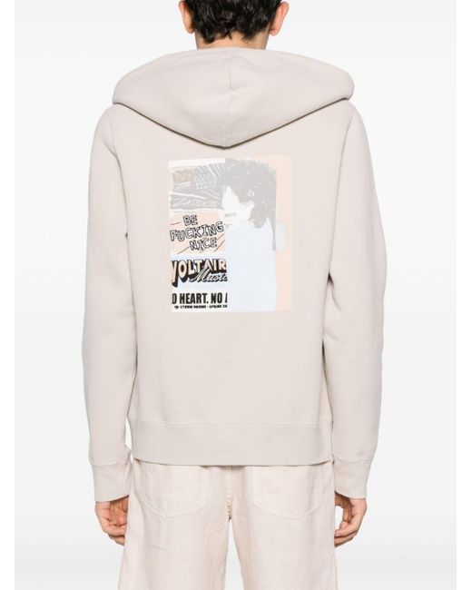 Zadig & Voltaire White Logo-embroidered Papercut-print Hoodie for men