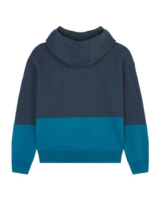 Maison Kitsuné Blue Colourblock-Design Logo-Patch Hoodie for men