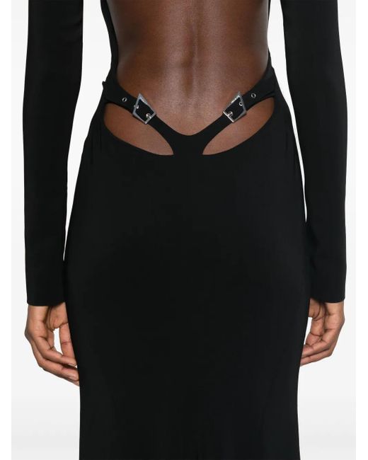 Mugler Black Backless Crepe Gown