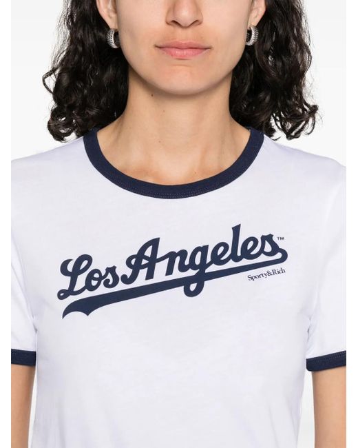 Sporty & Rich White Dodgers Ringer T-Shirt
