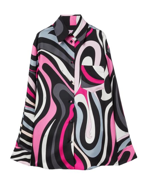 Emilio Pucci White Hemd Mit Marmo-Print