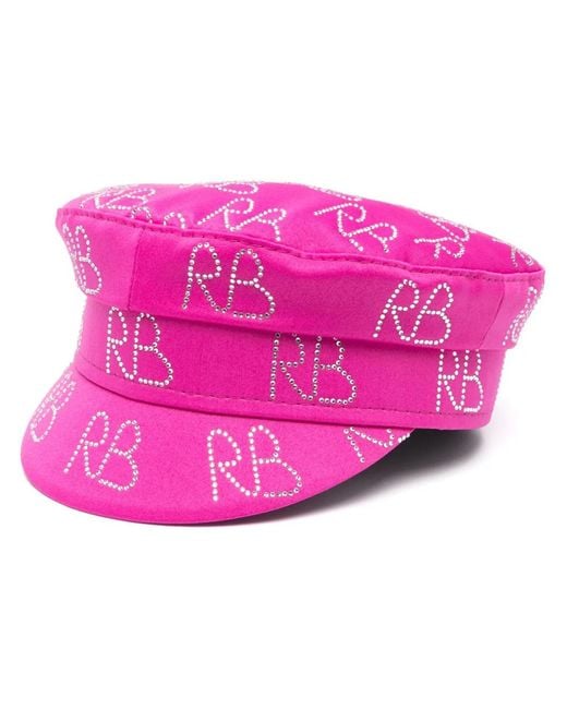 Ruslan Baginskiy Pink Crystal-Embellished Logo Baker Boy Hat
