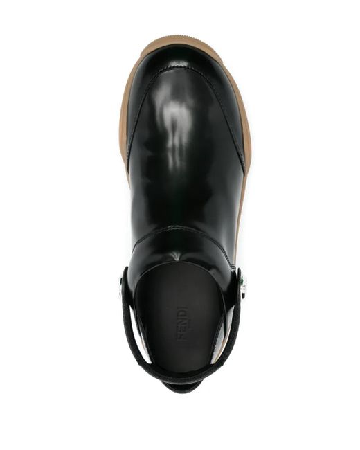 Fendi Black Calf Leather Slip On Sandals For Ss24 for men
