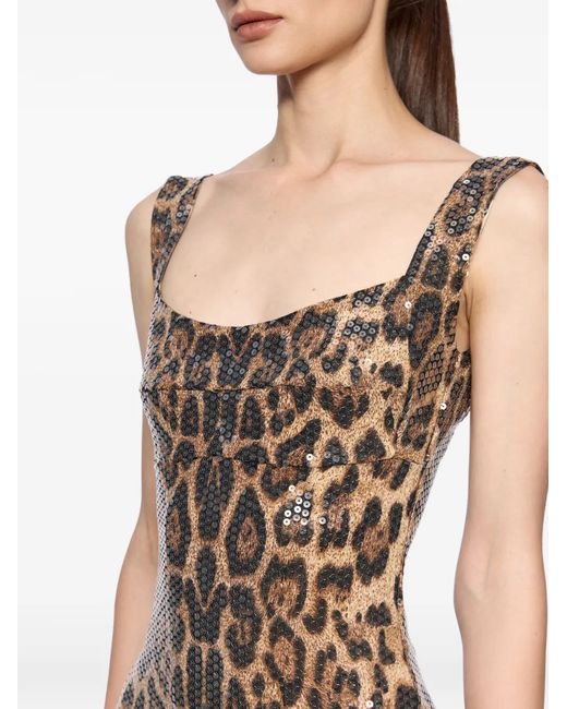 Atu Body Couture Brown Leopard-Print Midi Dress