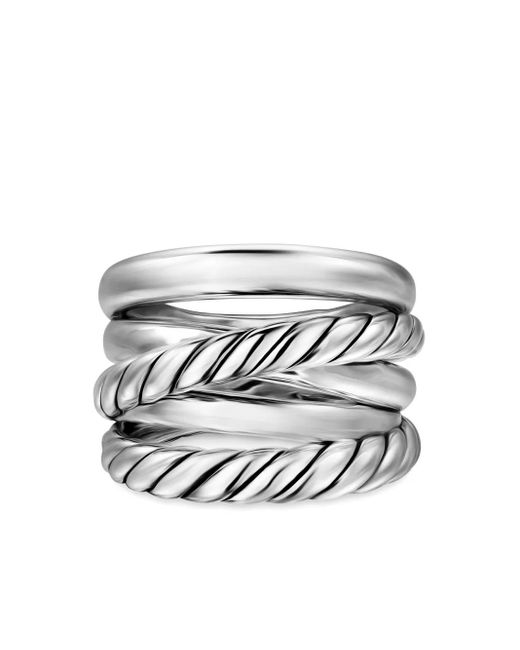 Bague Five Row Cable En Sterling David Yurman en coloris White
