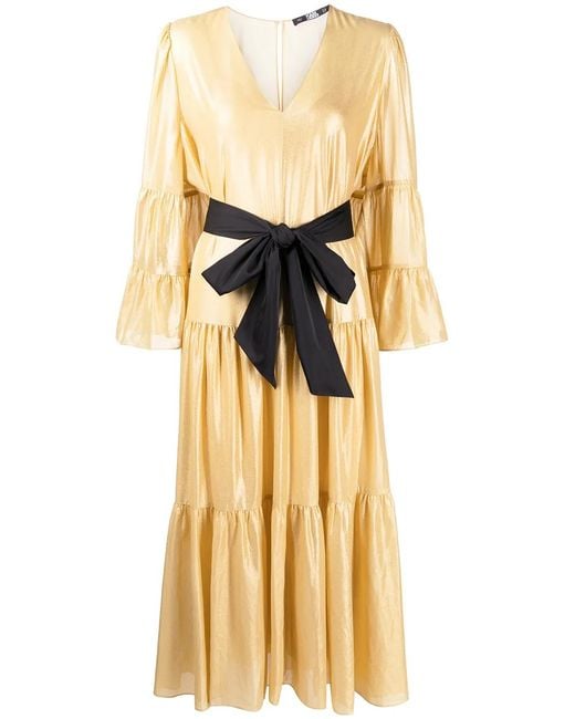 Karl Lagerfeld Metallic Tied-Waist Dress