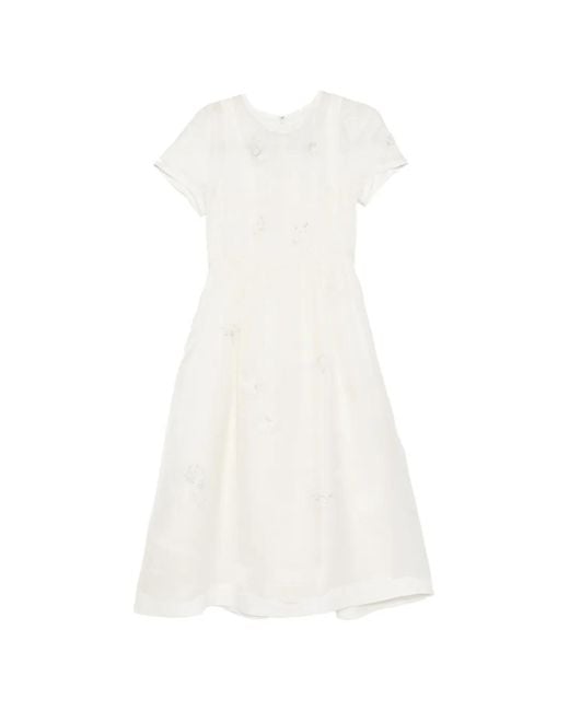 Shiatzy Chen White Embroidered Midi Dress