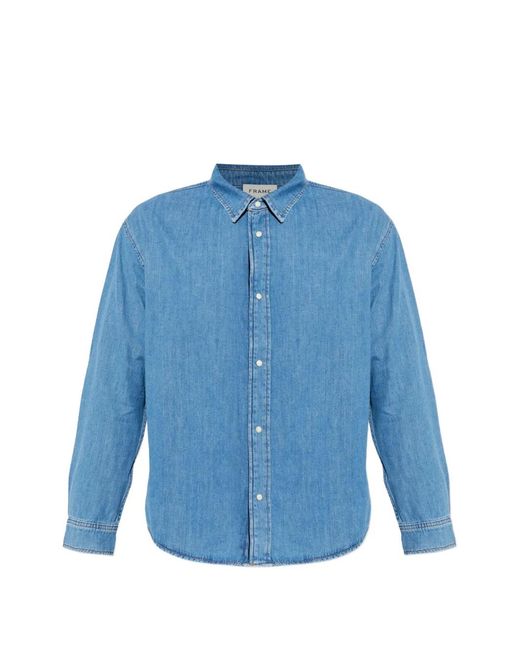 FRAME Blue Buttoned Cotton Shirt for men
