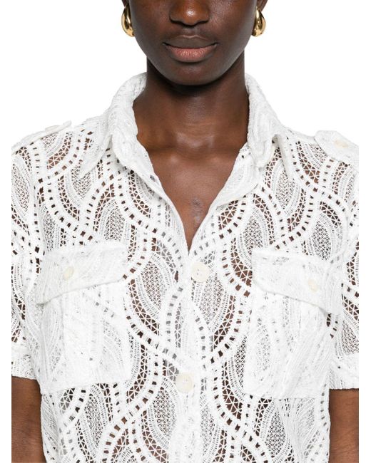 Camisa con encaje bordado Ermanno Scervino de color White
