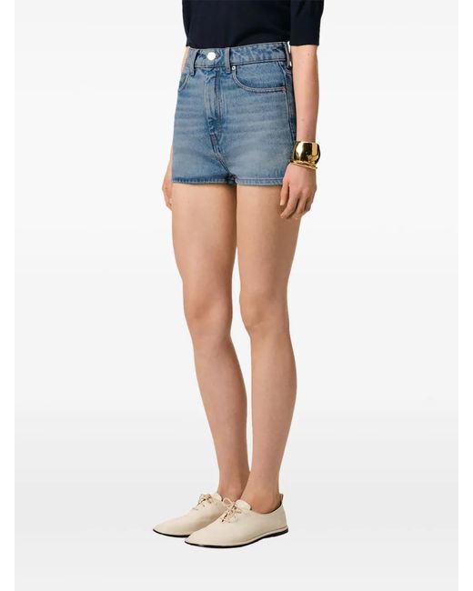 AMI Blue Denim Mini Shorts