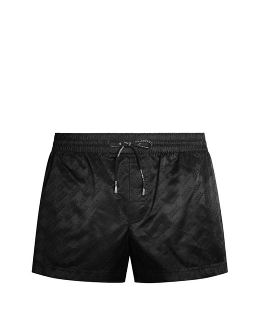 Dolce & Gabbana Black Jacquard Logo Swim Boxers for men