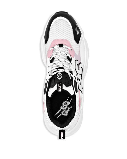 Philipp Plein White Lo-Top Logo-Patch Sneakers