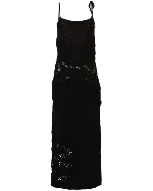 Bimba Y Lola Black Crochet-panel Maxi Dress