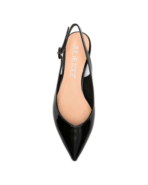 Julie Dee Black Buckle Strap Ballet Flats