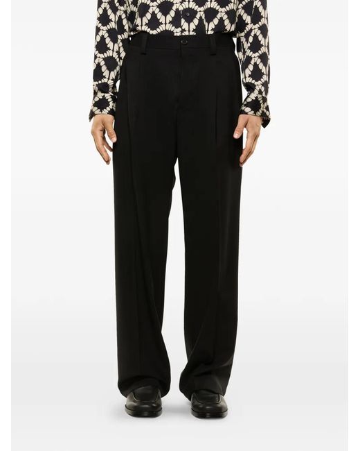 Laneus Black Buttoned Trousers for men