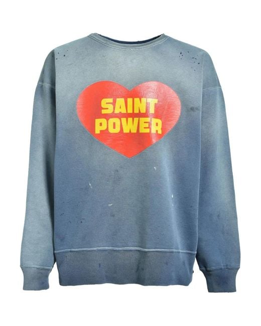 SAINT Mxxxxxx Gray Heart-Print Sweatshirt for men