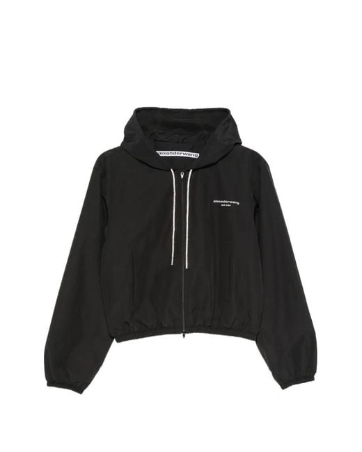 Alexander Wang Black Logo-Print Hooded Jacket