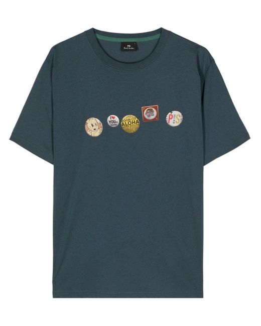 T-shirt con stampa Badges di PS by Paul Smith in Blue da Uomo