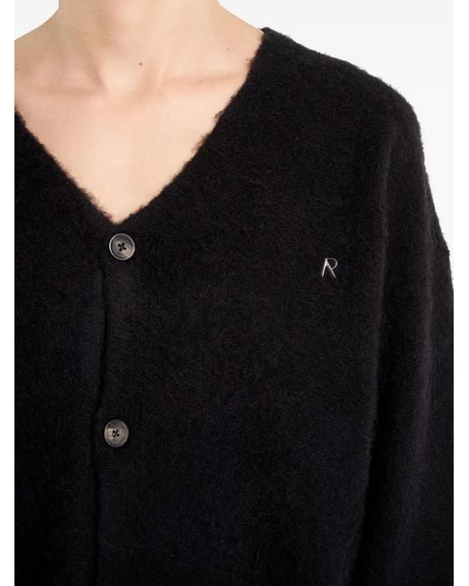 Represent Black Textured Knit V-Neck Cardigan for men