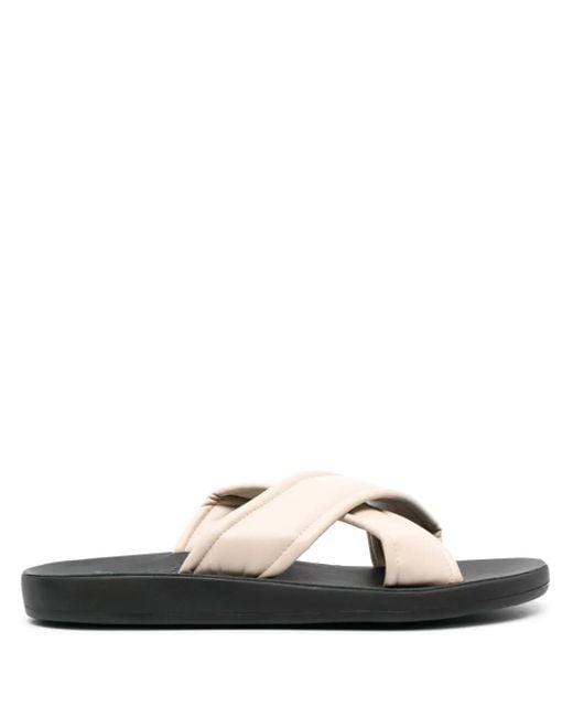 Ancient Greek Sandals White Paris Leather Slides for men