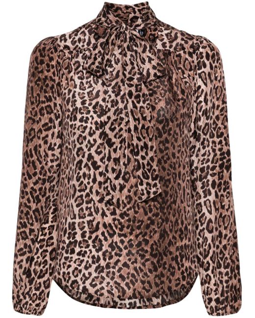 Rixo Brown Moss Bluse mit Leoparden-Print