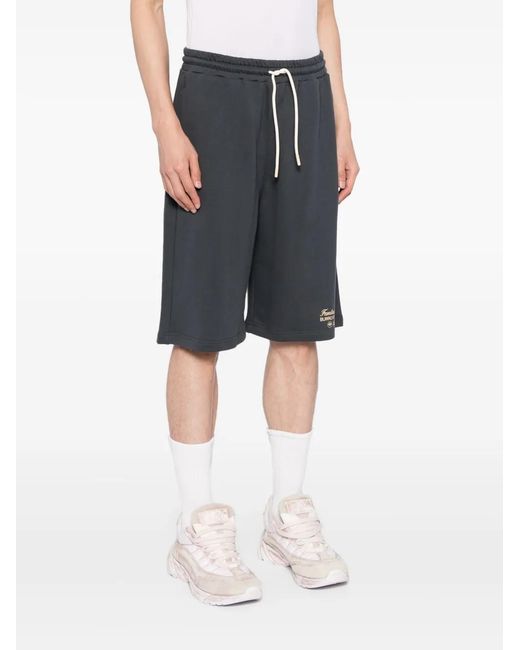 MSGM Gray Printed Cotton Track Shorts