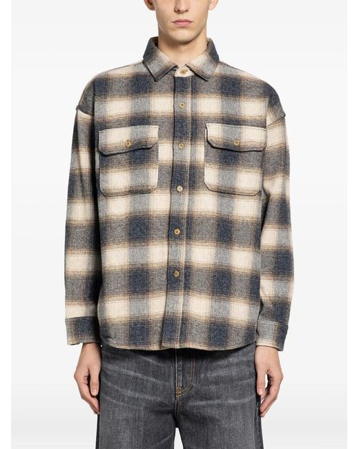 MYTHINKS Gray Checked Shirt for men