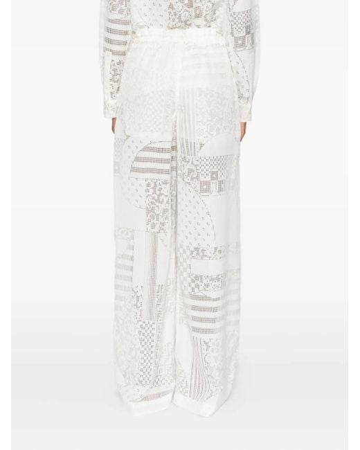Pantaloni Con Inserti di Fendi in White