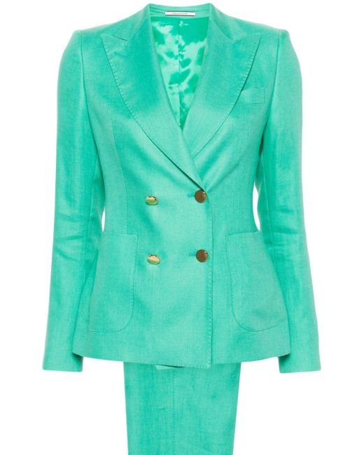 Tagliatore Green Doppelreihiger Anzug aus Leinen