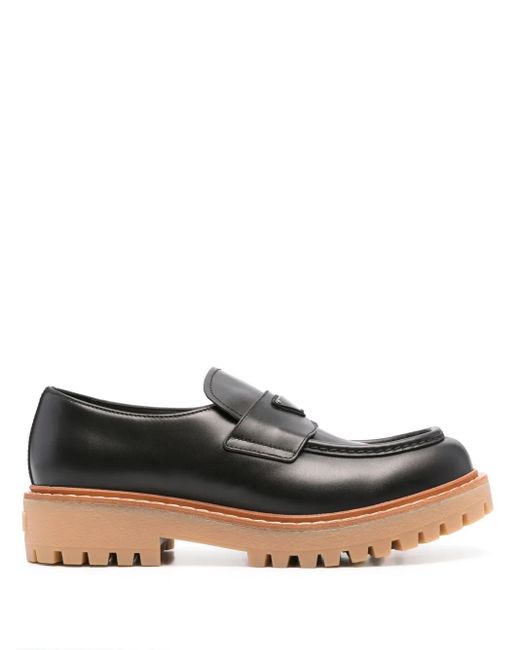 Prada Brown Leather Loafers for men