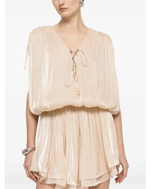 Nissa Natural Pleated Mini Dress