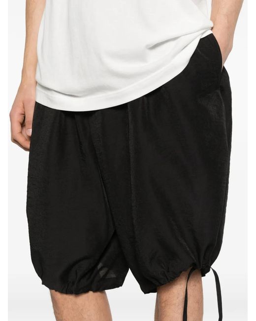 Yohji Yamamoto Black Drawstring-Hem Shorts for men