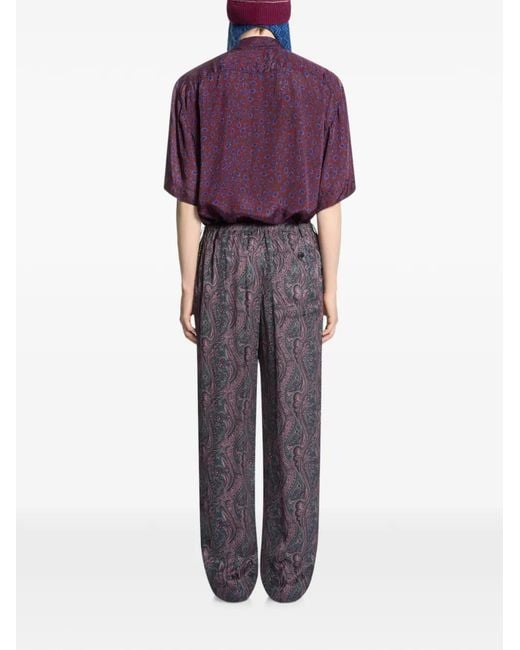 Dries Van Noten Purple Elasticated Jacquard Pants for men