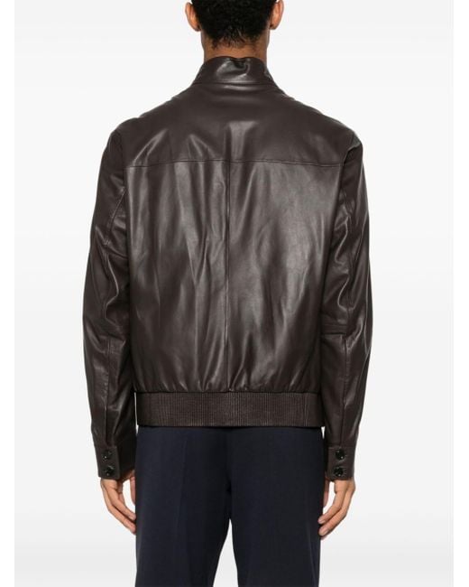 Boss Black Zip-up Leather Jacket for men